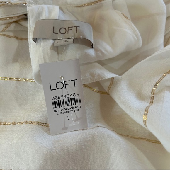 NWT LOFT Shimmer Stripe Crinkle Bow Back Halter Top Size L/12 - Picture 8 of 11